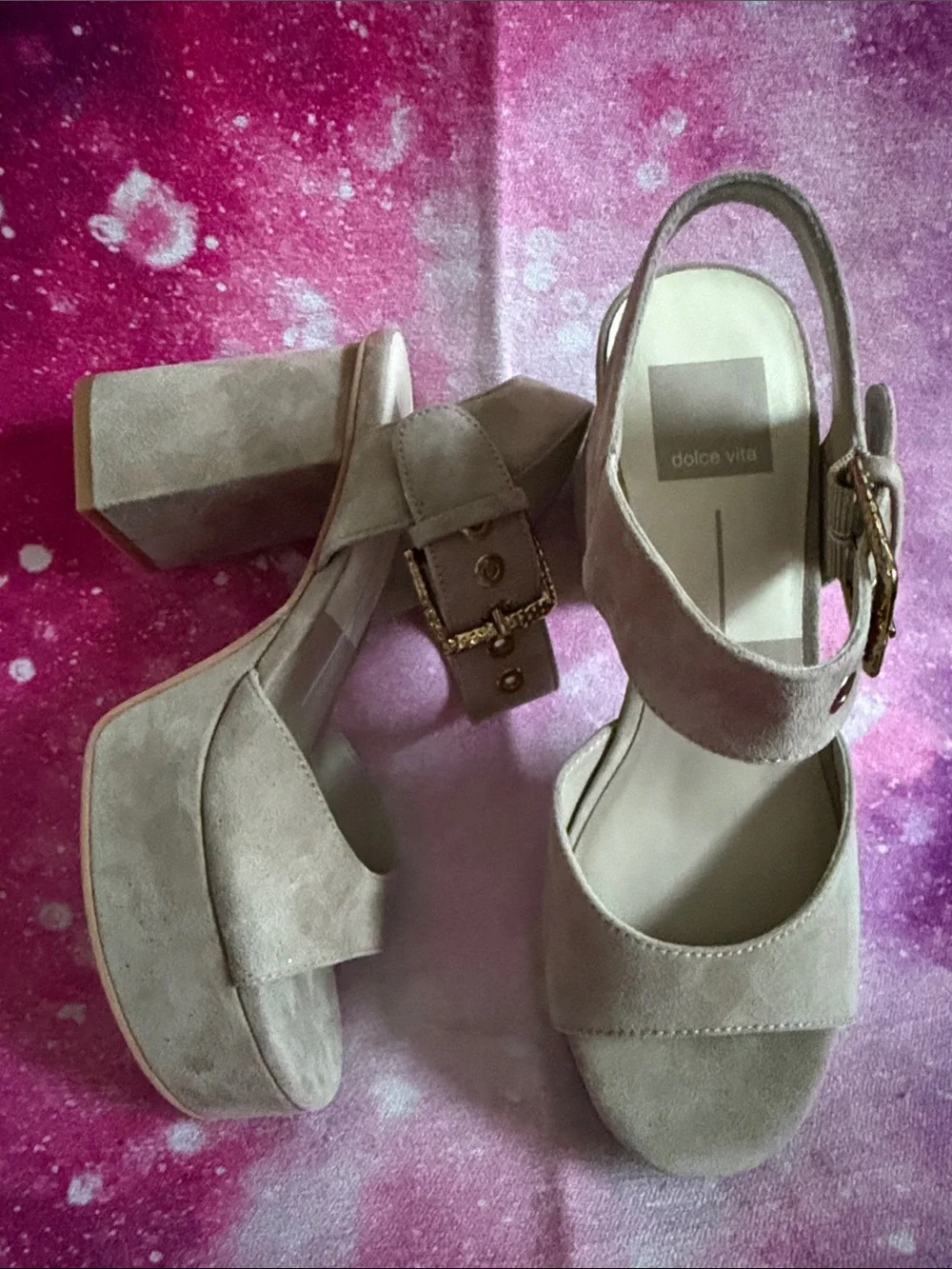 Dolce Vita Blush Suede Platform Slingback Sandals